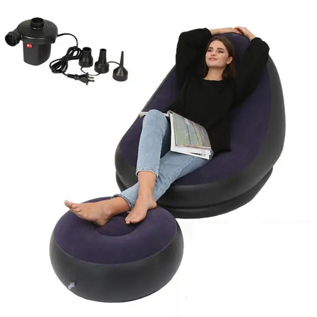 Inflatable Lazy Sofa Chair with Comfortable Leg Stool