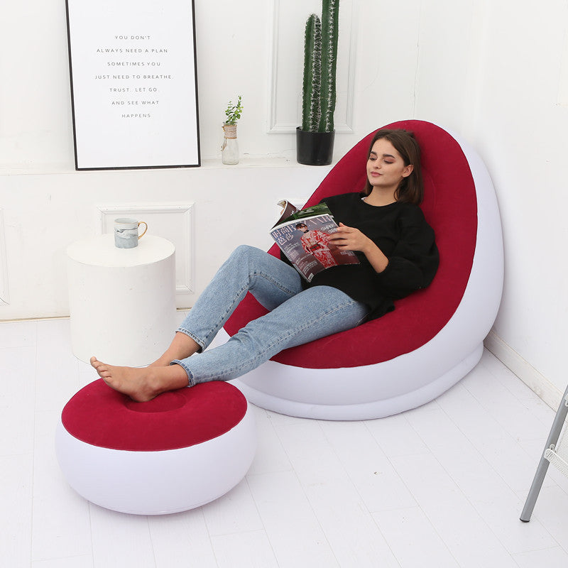Inflatable Lazy Sofa Chair with Comfortable Leg Stool