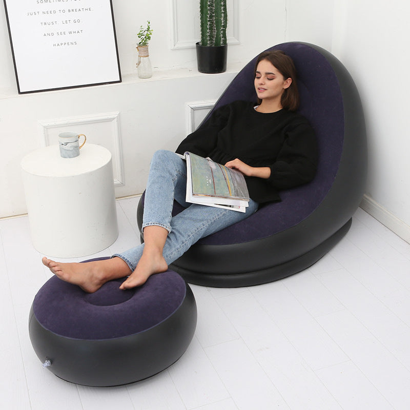 Inflatable Lazy Sofa Chair with Comfortable Leg Stool