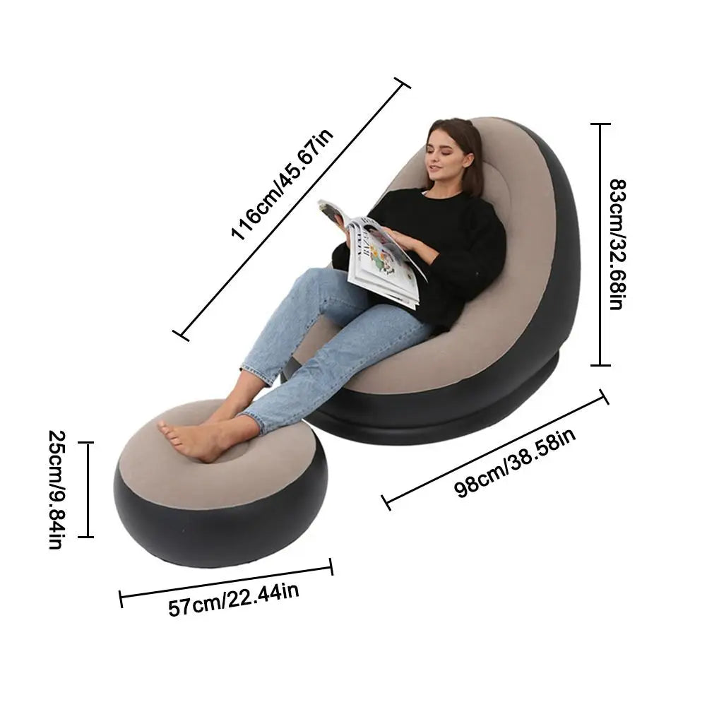 Inflatable Lazy Sofa Chair with Comfortable Leg Stool