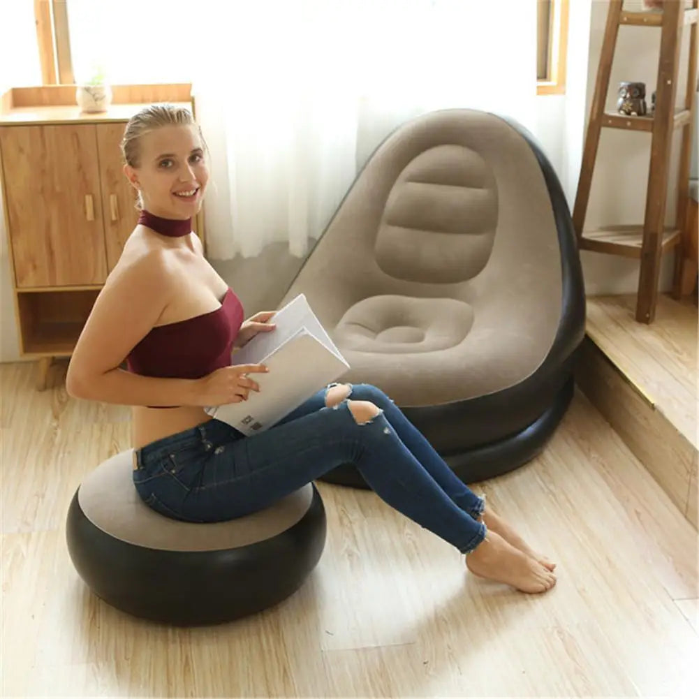 Inflatable Lazy Sofa Chair with Comfortable Leg Stool