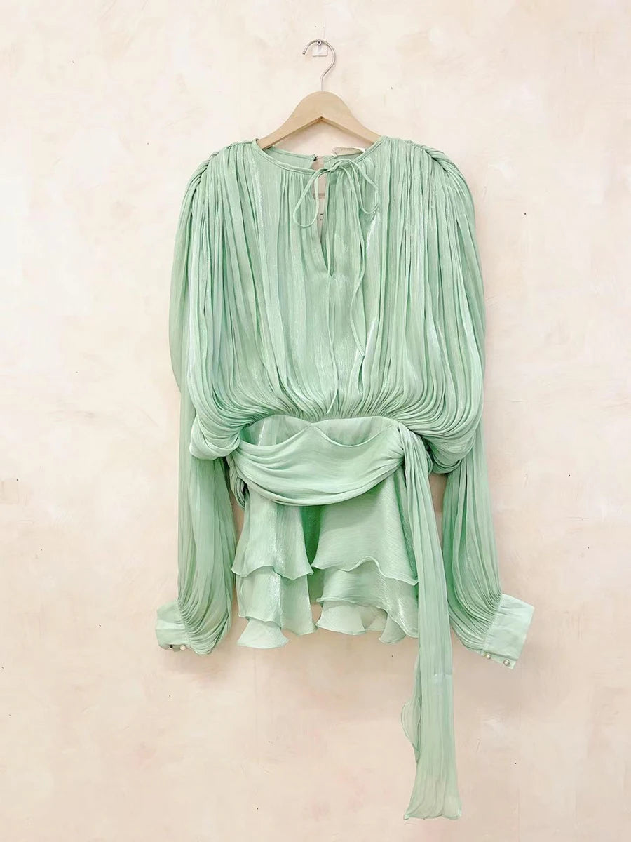 Solid Blouse Mini Dresses