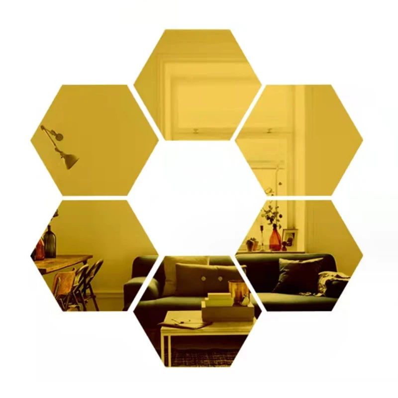 Hexagon Wall Decor Mirror Sticker