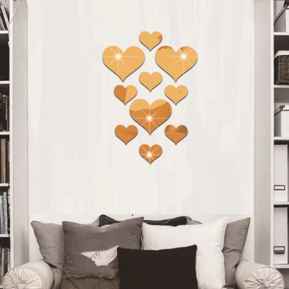 Heart 3D Wall Mirror Sticker