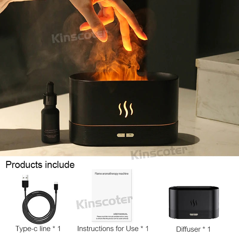 Realistic Aroma Diffuser and Essential Oil Flame Lamp