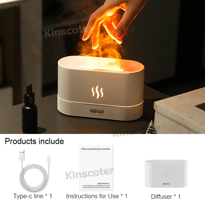 Realistic Aroma Diffuser and Essential Oil Flame Lamp