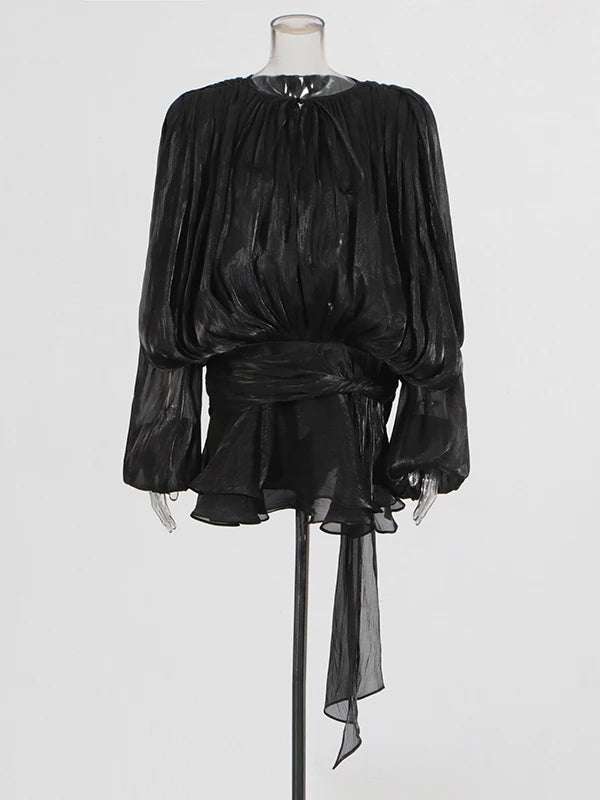 Solid Blouse Mini Dresses