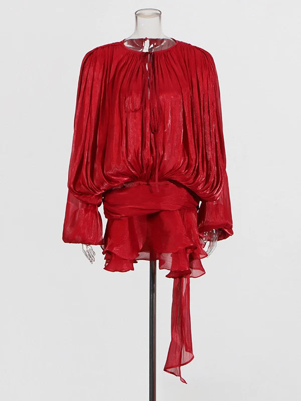 Solid Blouse Mini Dresses