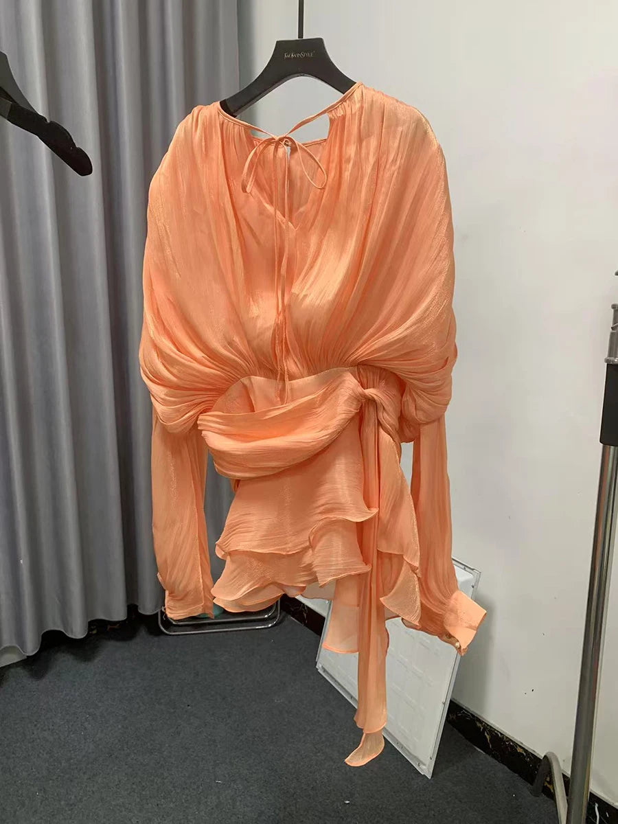 Solid Blouse Mini Dresses