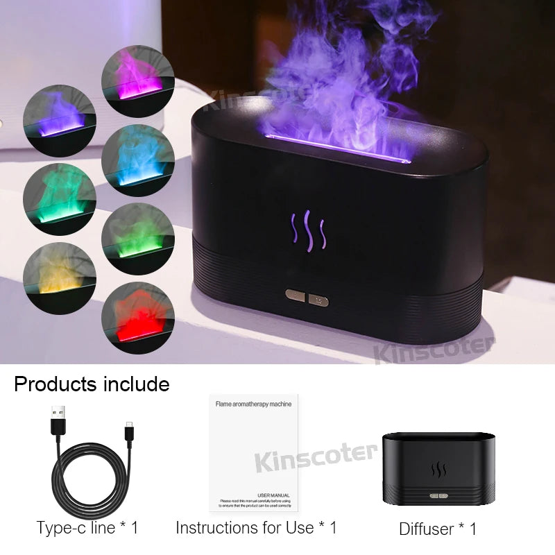 Realistic Aroma Diffuser and Essential Oil Flame Lamp