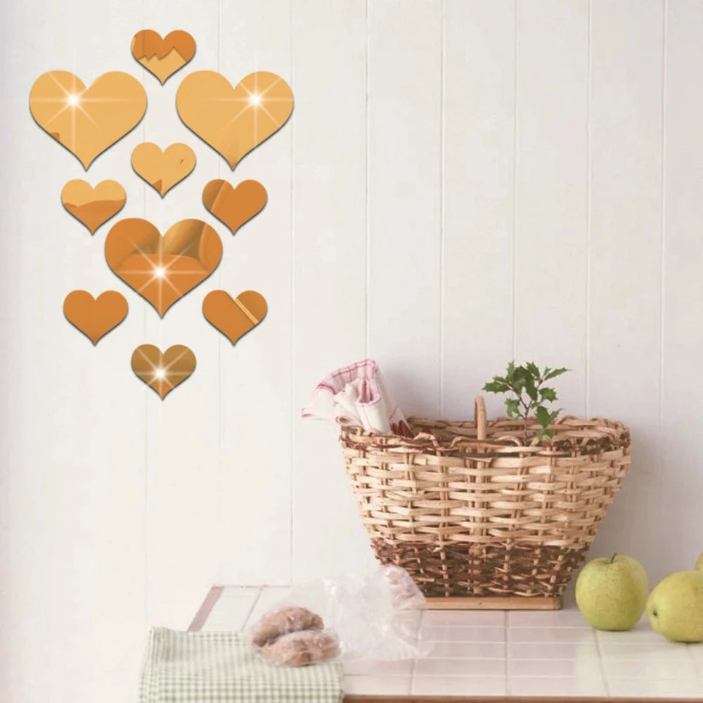 Heart 3D Wall Mirror Sticker