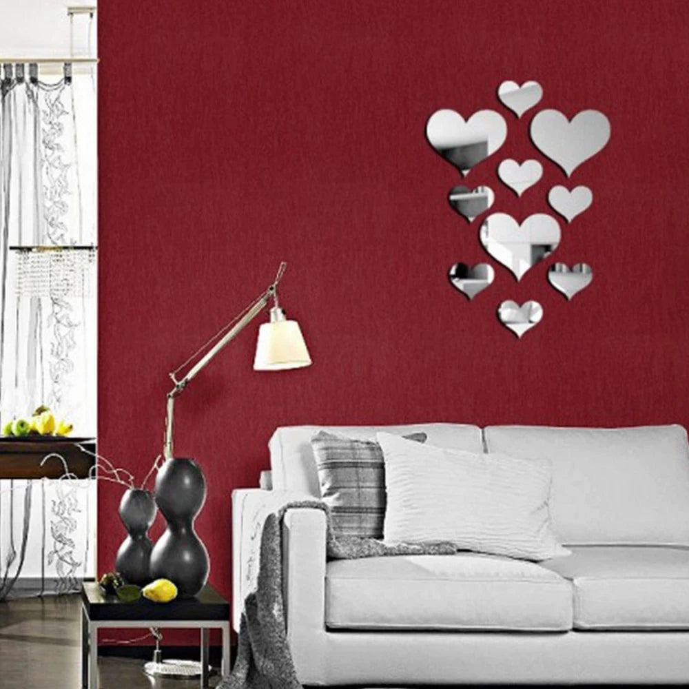 Heart 3D Wall Mirror Sticker