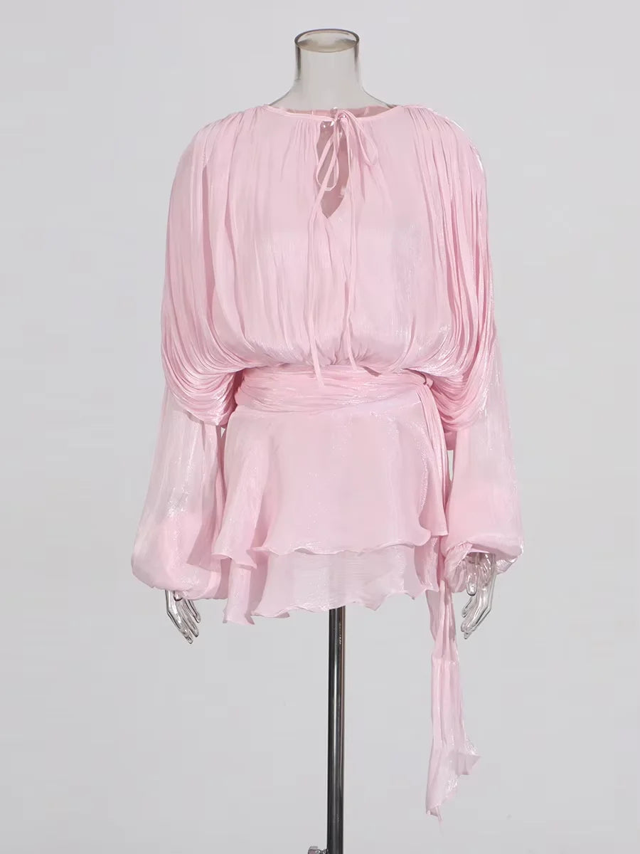 Solid Blouse Mini Dresses