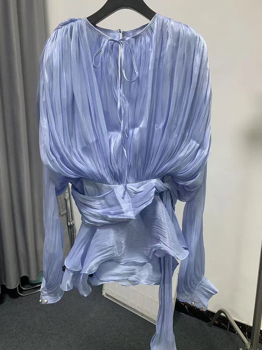Solid Blouse Mini Dresses