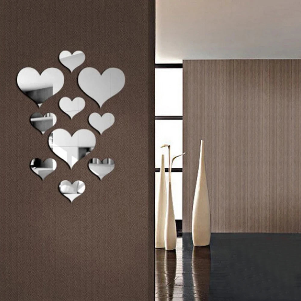 Heart 3D Wall Mirror Sticker