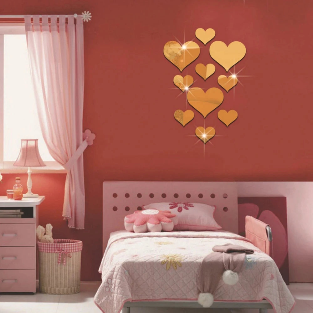 Heart 3D Wall Mirror Sticker
