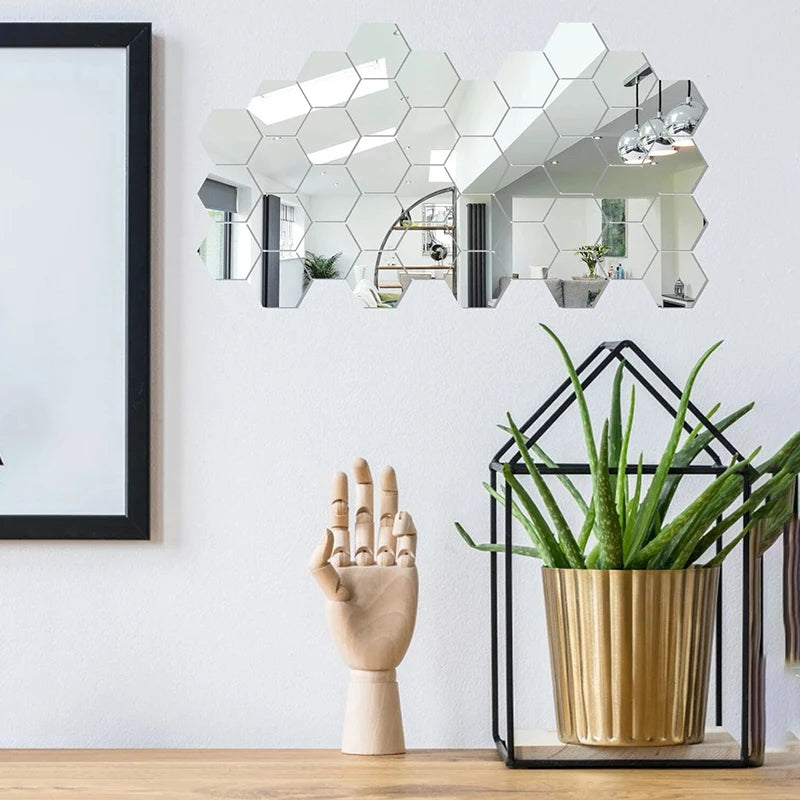 Hexagon Wall Decor Mirror Sticker