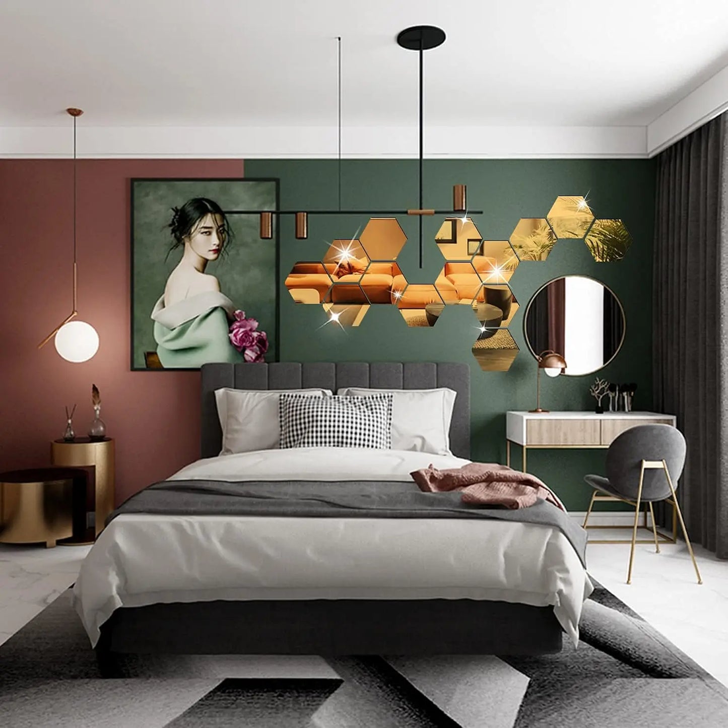 Hexagon Wall Decor Mirror Sticker