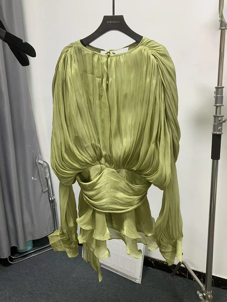 Solid Blouse Mini Dresses