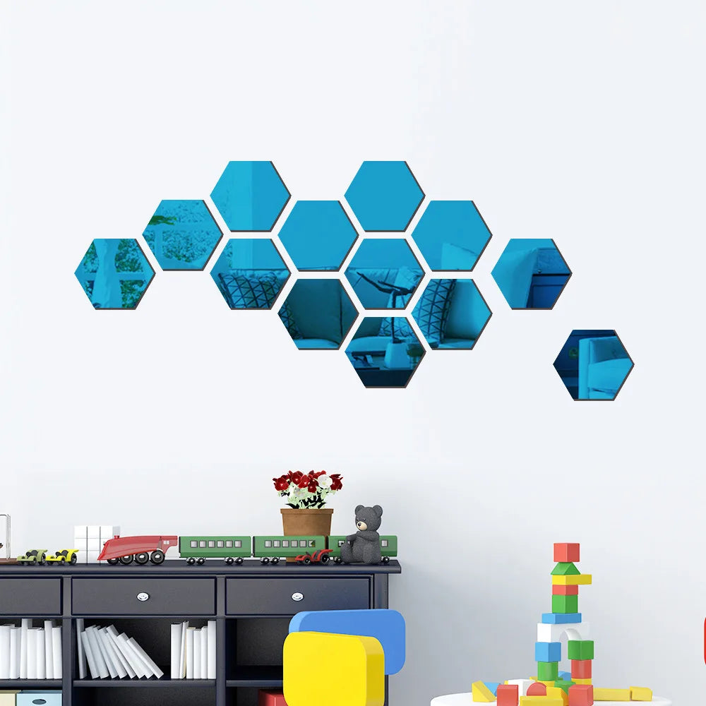 Hexagon Wall Decor Mirror Sticker
