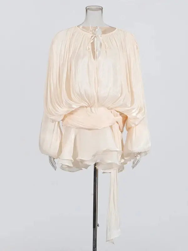 Solid Blouse Mini Dresses