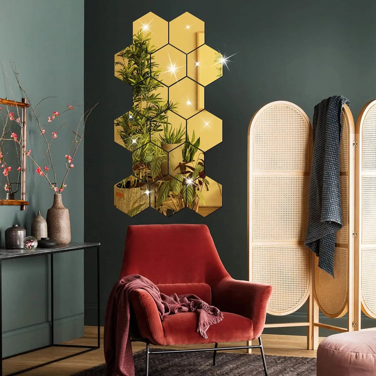 Hexagon Wall Decor Mirror Sticker