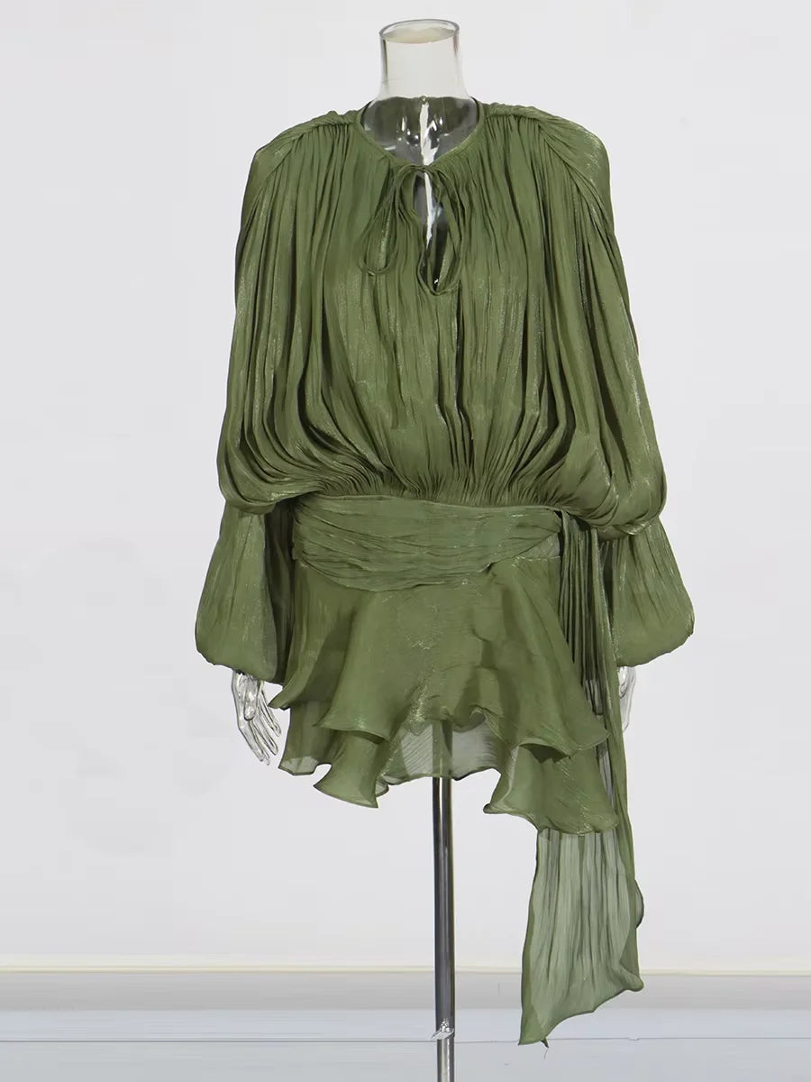 Solid Blouse Mini Dresses