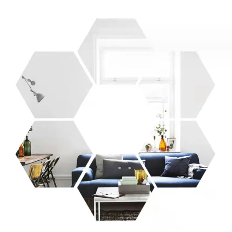 Hexagon Wall Decor Mirror Sticker