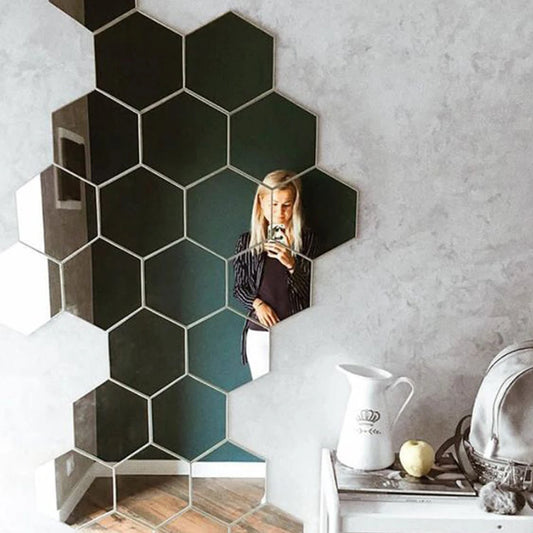 Hexagon Wall Decor Mirror Sticker