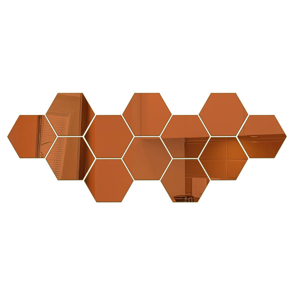 Hexagon Wall Decor Mirror Sticker