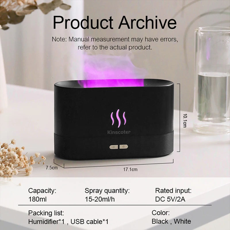 Realistic Aroma Diffuser and Essential Oil Flame Lamp